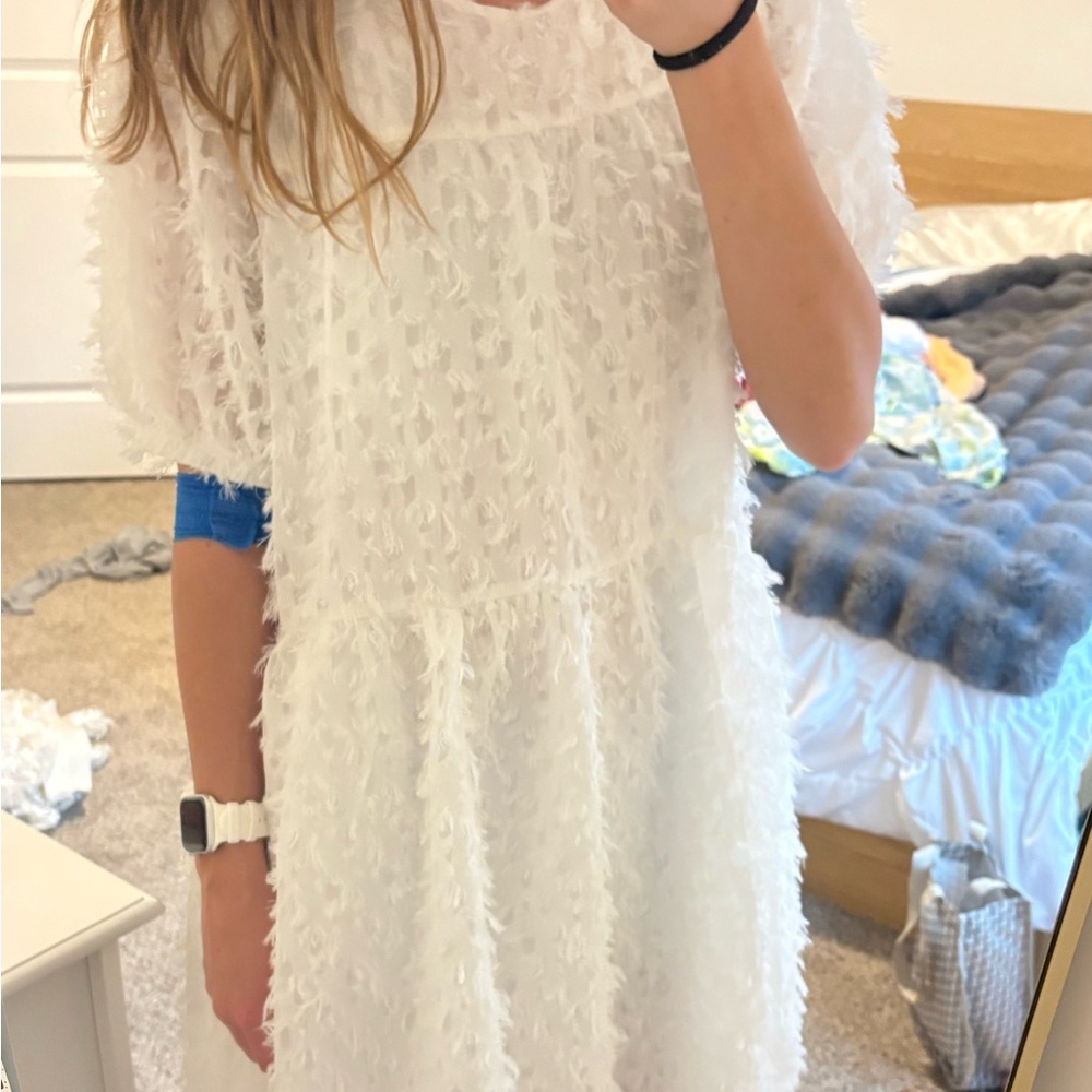 White Textured Dress - Picture 2 of 5